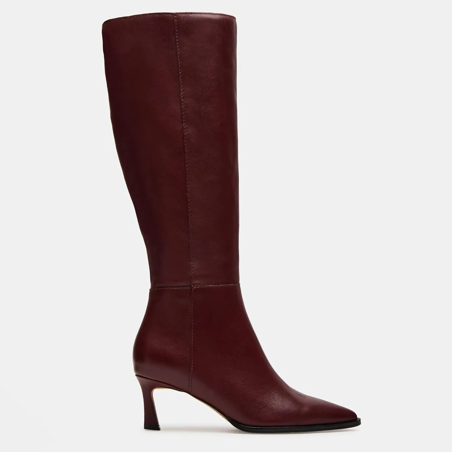 Black Kitten Heel Knee High Boots for Women Pointed Toe Tall Boots Slouch Dressy Stiletto Long Fall Boots