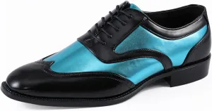 Bolano Lawson, Wingtip Oxford Dress Shoes for Men, Two-Tone & Shiny Metallic Oxfords, Men's Formal Tuxedo Shoes