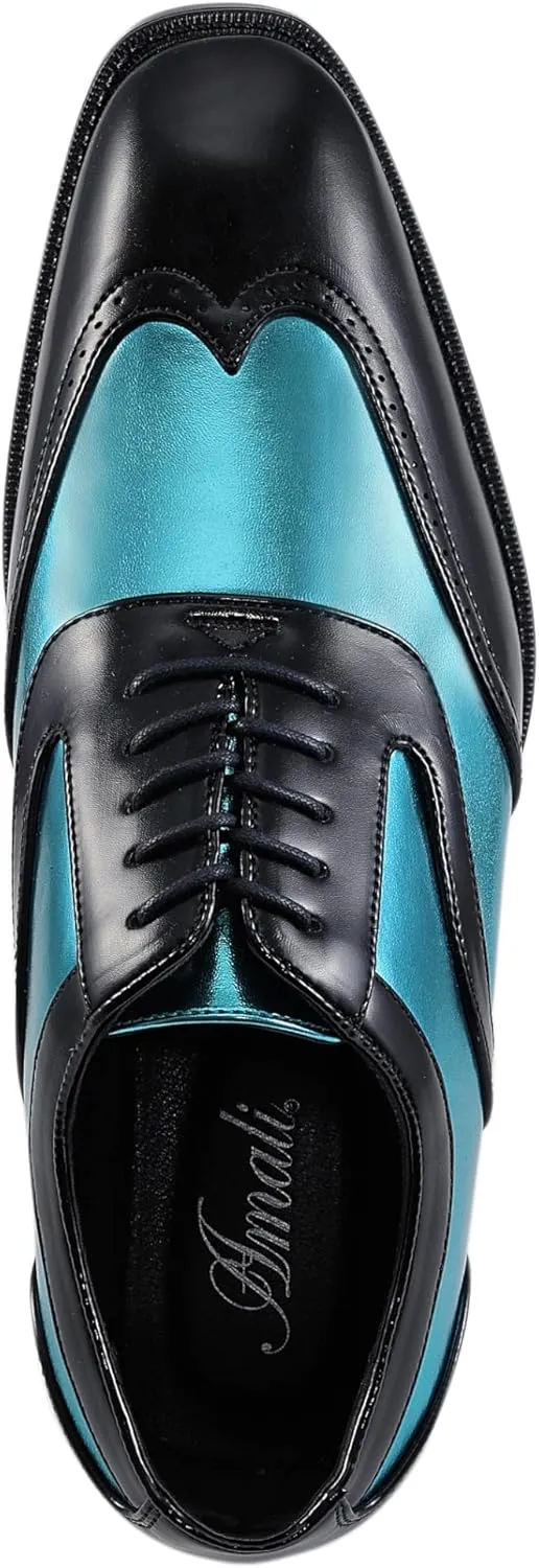Bolano Lawson, Wingtip Oxford Dress Shoes for Men, Two-Tone & Shiny Metallic Oxfords, Men's Formal Tuxedo Shoes