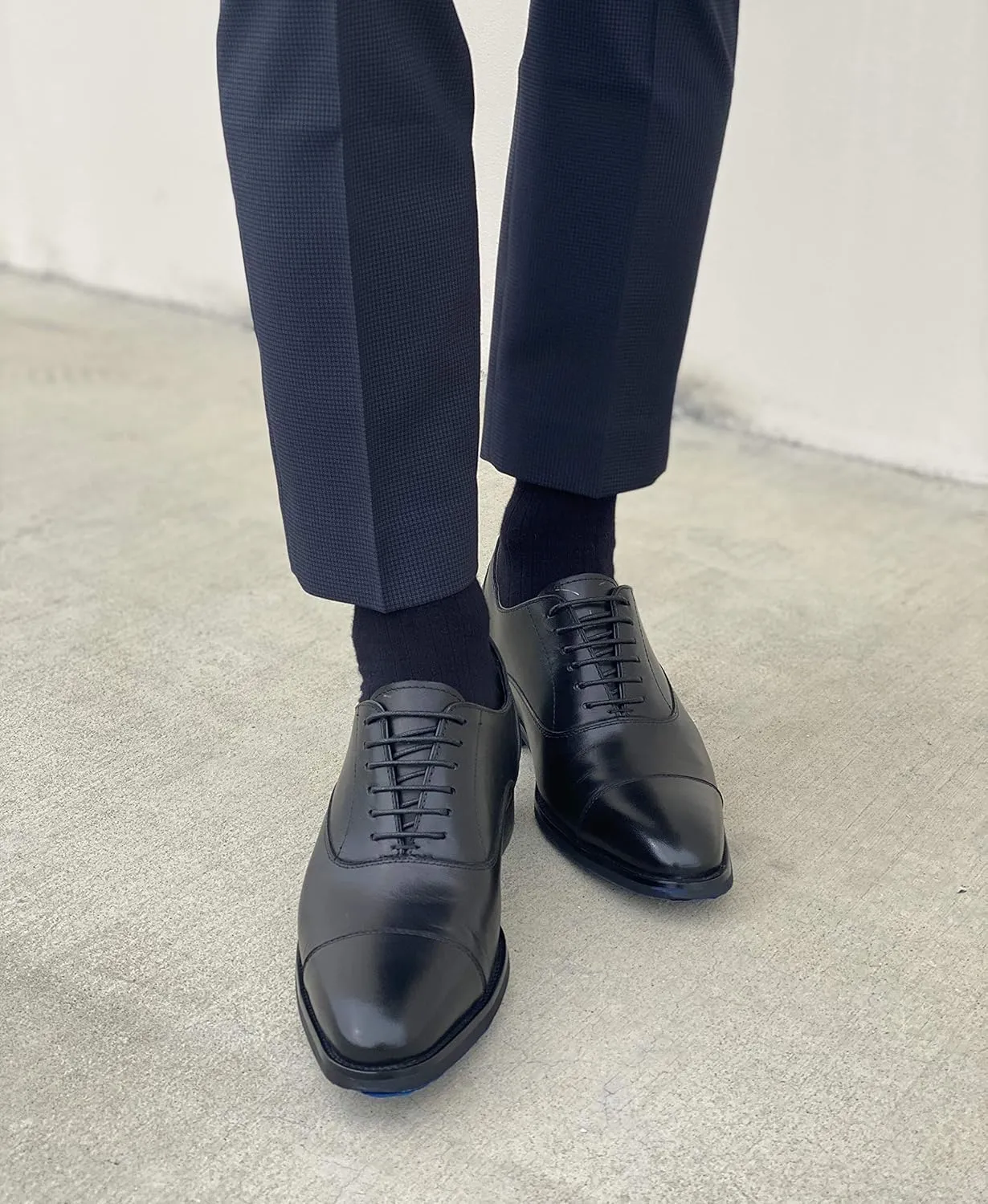 CALTO Men's Invisible Height Increasing Elevator Shoes - Black Premium Leather Lace-up Super Lightweight Formal Oxfords - 3 Inches Taller - S3032 - Size 8 D(M) US
