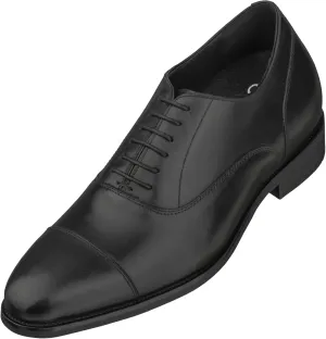 CALTO Men's Invisible Height Increasing Elevator Shoes - Black Premium Leather Lace-up Super Lightweight Formal Oxfords - 3 Inches Taller - S3032 - Size 8 D(M) US