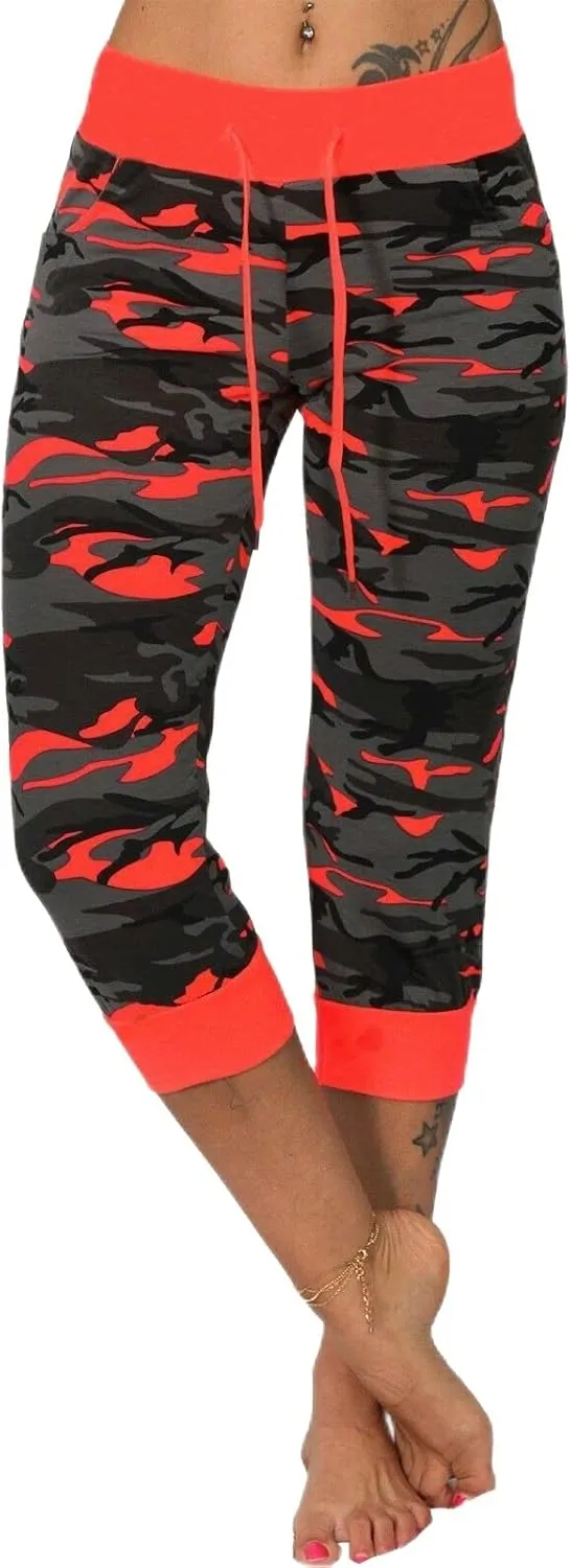 Camouflage Sweatpants for Women Drawstring Capris Summer Casual Comfy Workout High Waisted Sport Pants Yoga Pants