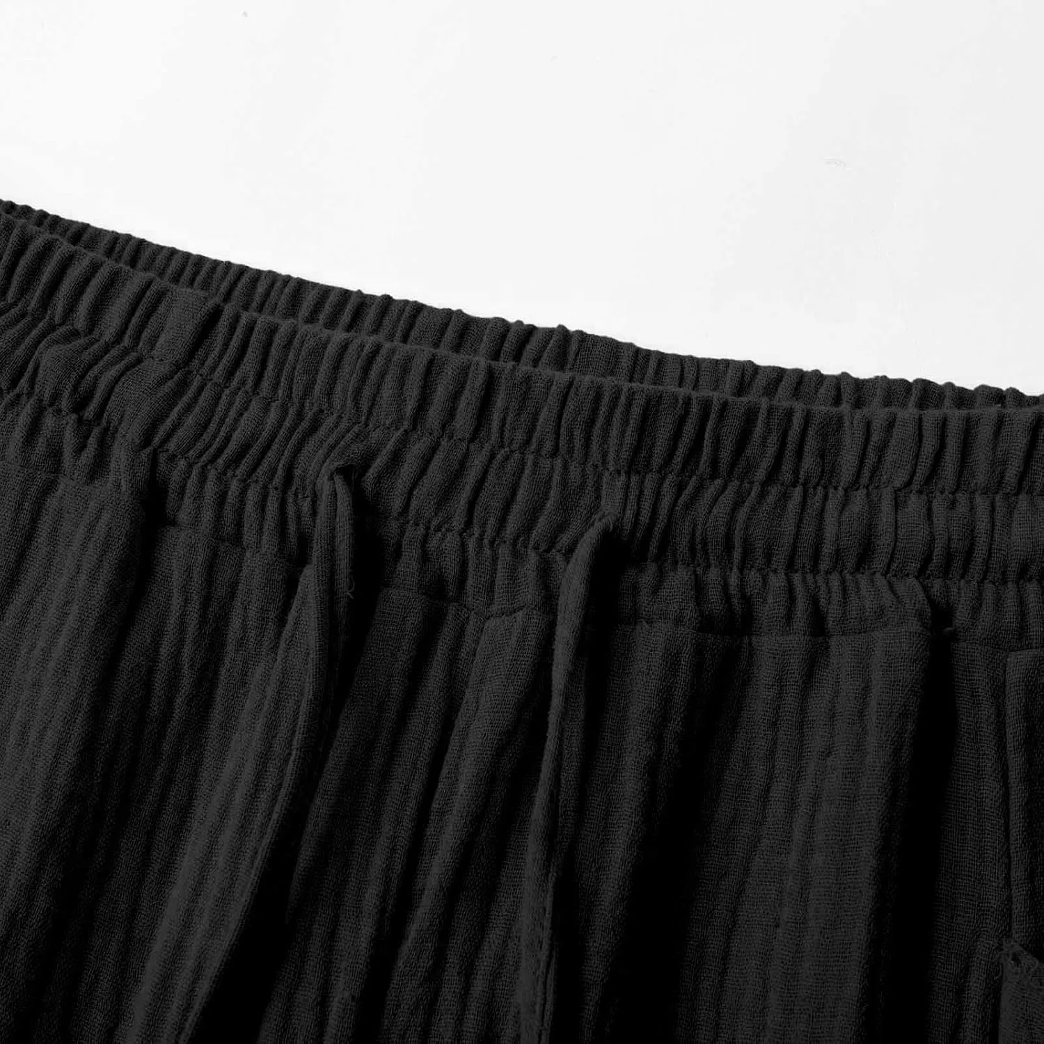 Capri Linen Pants for Women Casual Loose Wide Leg Cropped Pants Summer Comfy High Waisted Palazzo Pants