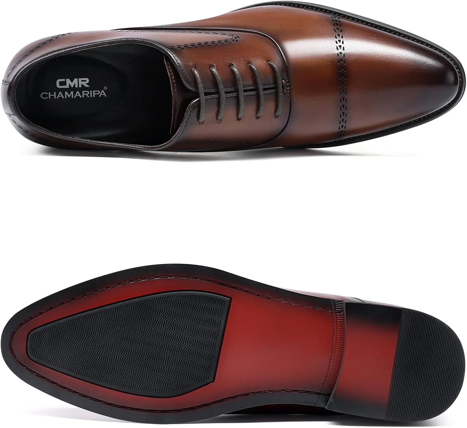 CHAMARIPA Elevator Shoes for Men- Black Leather Height Increase Dress Formal Shoes That Make You Taller 3.15 Inches.