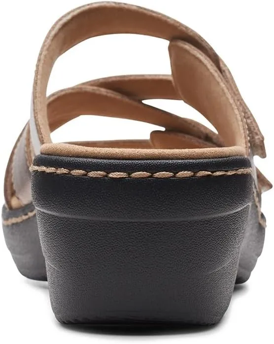 Clarks Womens Merliah Karli Metallic Leather Slide Sandals