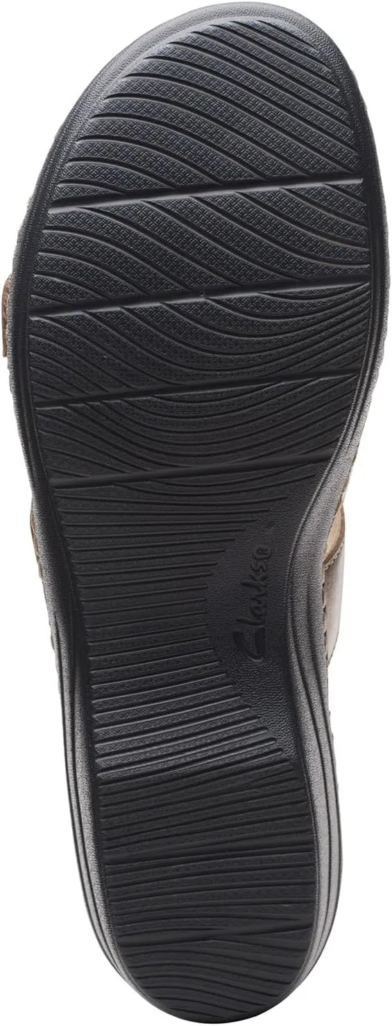 Clarks Womens Merliah Karli Metallic Leather Slide Sandals
