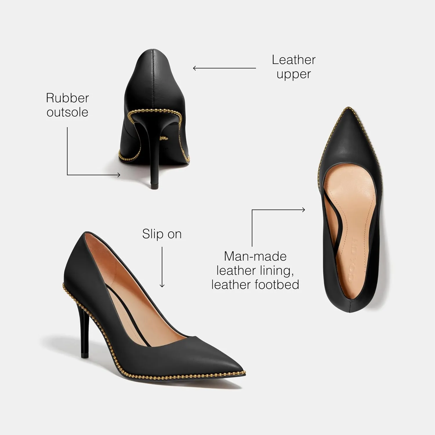 Coach Women's Waverly Pump, Black Leather, 5