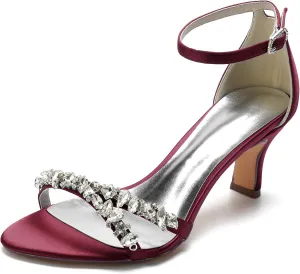 COMFASH Wedding Shoes Women Satin Bridesmaid Shoes at Wedding Bridal Evening Party Open Toe Wedding Bride Party Ankle Strap Dress Pumps