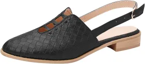 Cutout Sandal for Women Fashion Pointed Toe Closed Toe Weave Strap Buckle Casual Flat Sandalias Summer Comfortable Low Heel Slides Mules Shoes