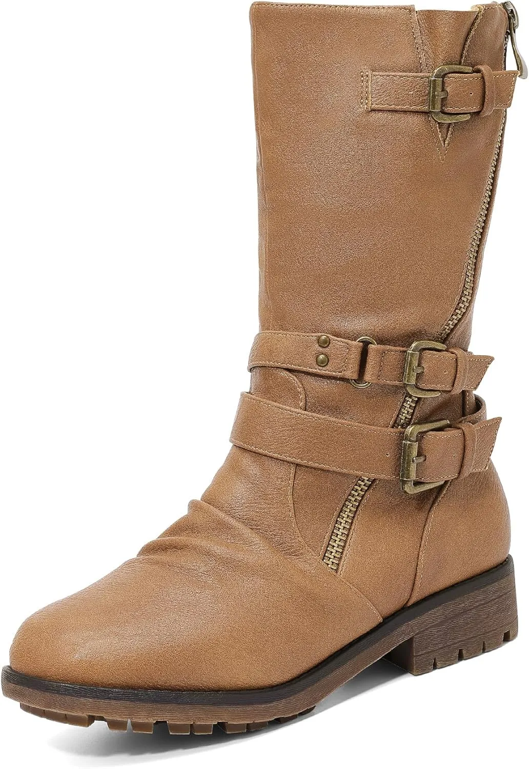 DREAM PAIRS Girls Buckle Zipper Knee High Winter Boots