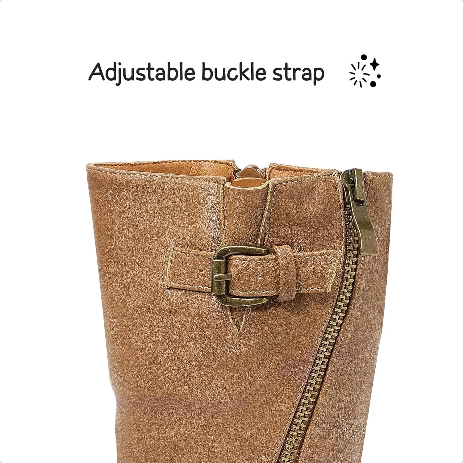 DREAM PAIRS Girls Buckle Zipper Knee High Winter Boots
