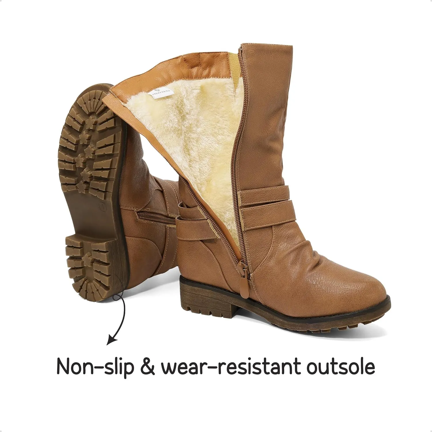 DREAM PAIRS Girls Buckle Zipper Knee High Winter Boots