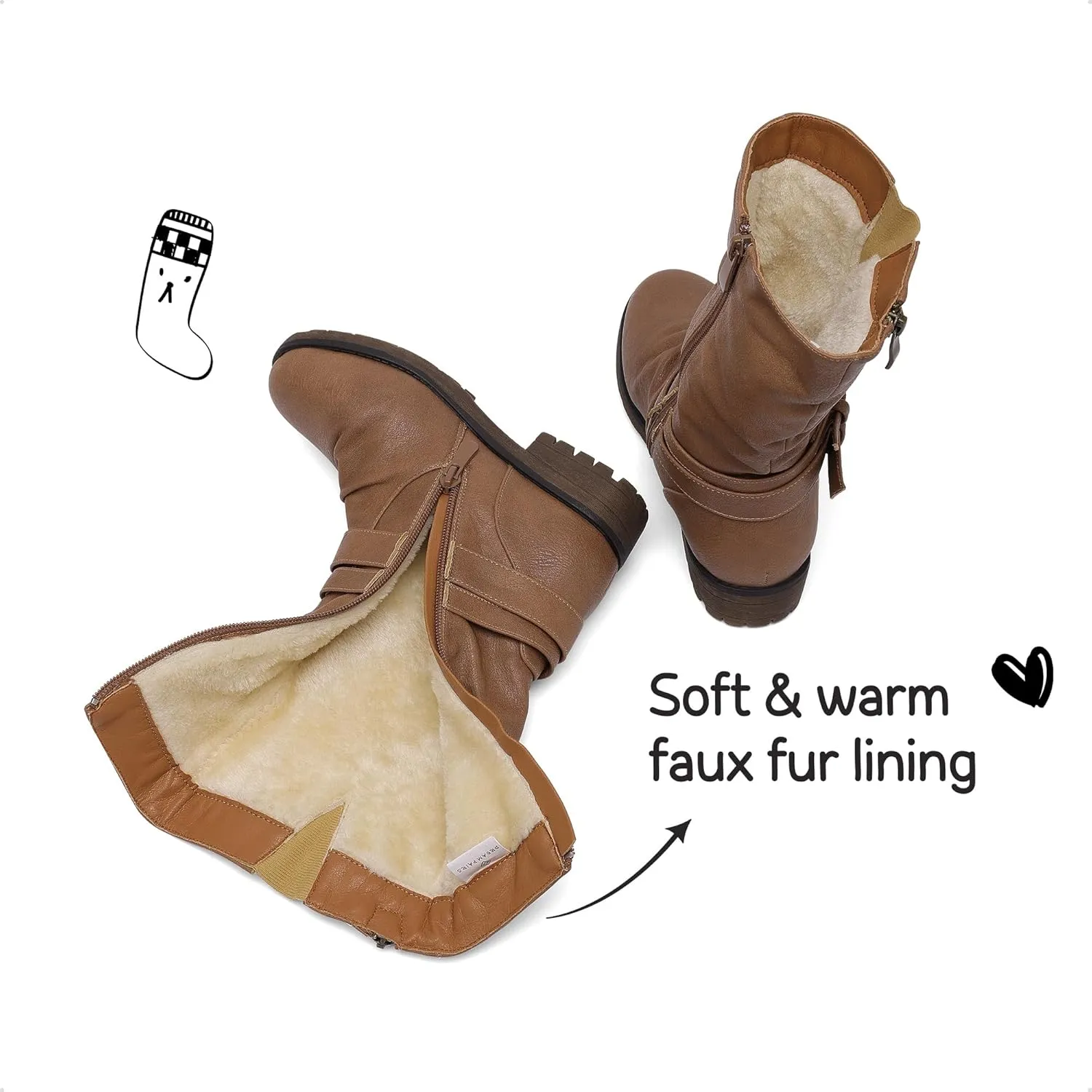 DREAM PAIRS Girls Buckle Zipper Knee High Winter Boots