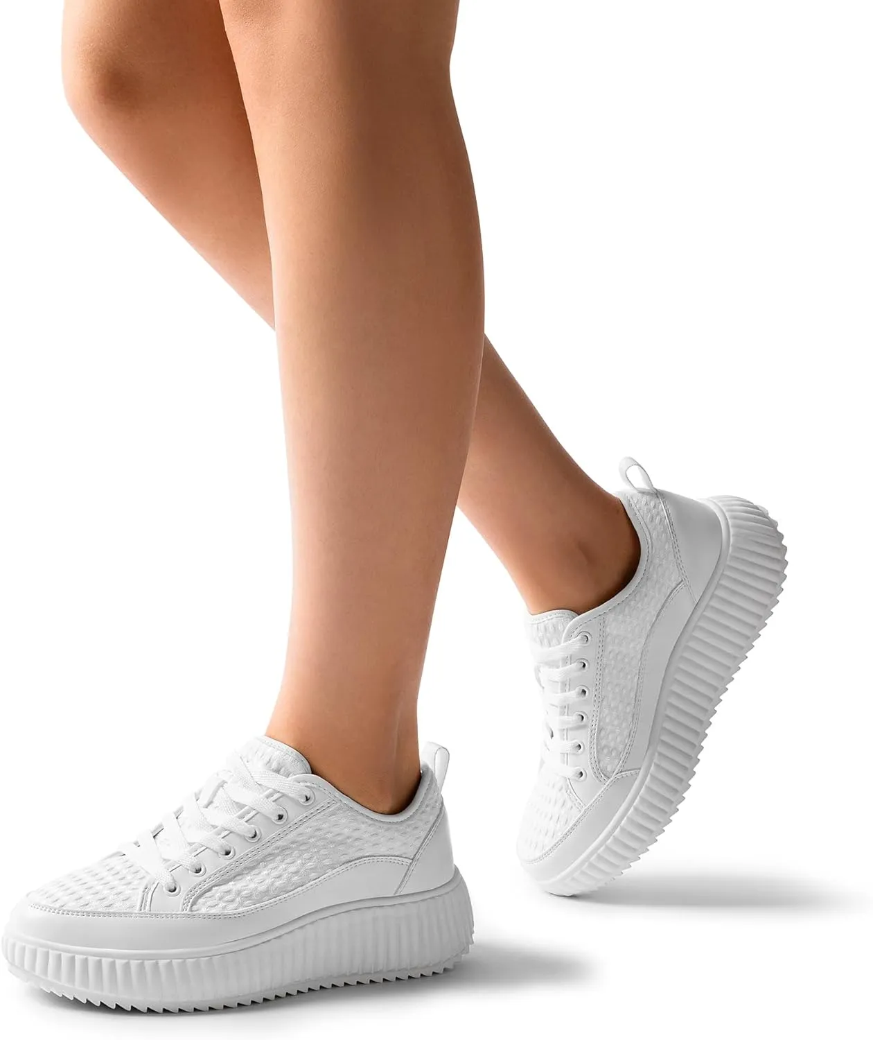 DREAM PAIRS Women Platform Chunky Lightweight Comfortable Casual Lace-Up Sky Walking Fashion Sneakers