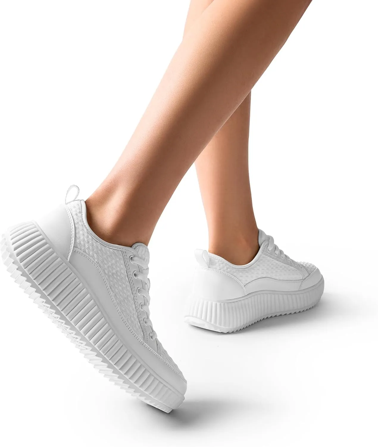 DREAM PAIRS Women Platform Chunky Lightweight Comfortable Casual Lace-Up Sky Walking Fashion Sneakers