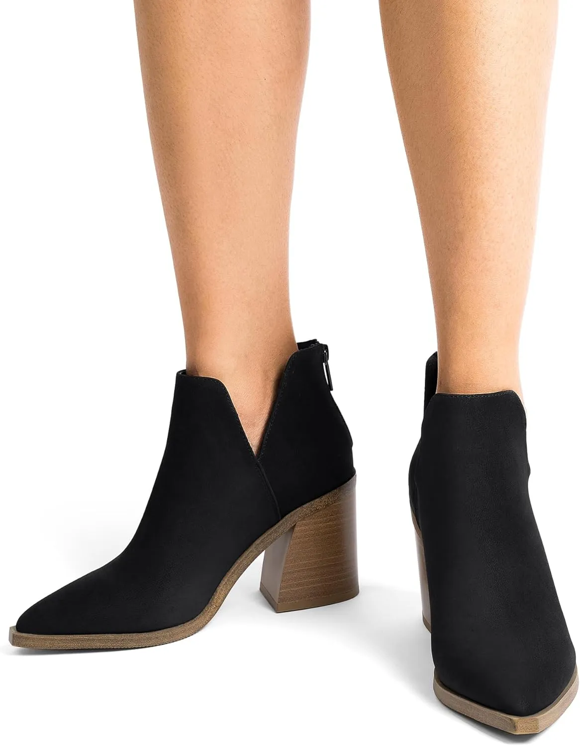 DREAM PAIRS Women's Ankle Boots Chunky Heel Pointed Toe Short Booties Shoes
