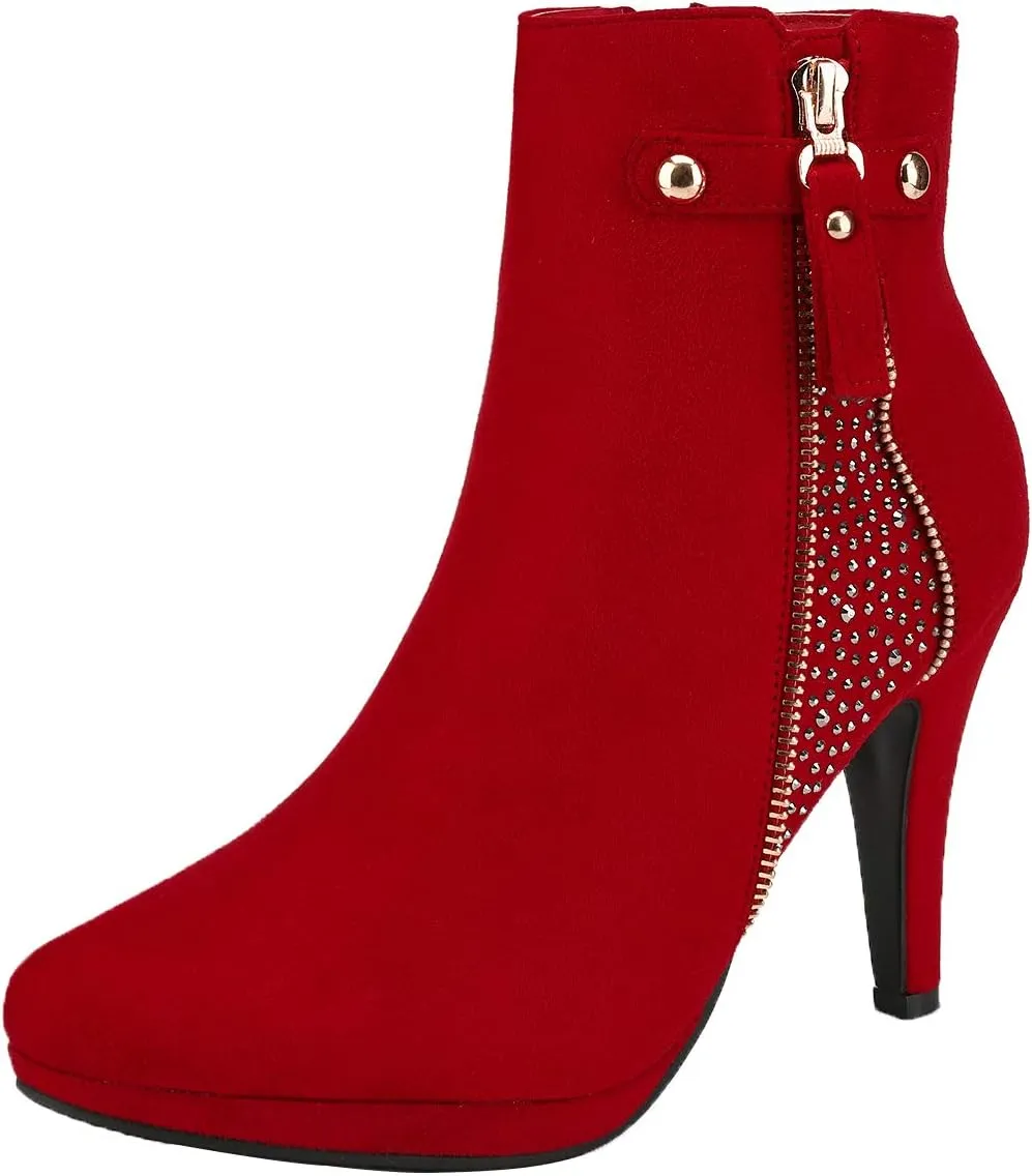 DREAM PAIRS Women's Ankle Boots High Stiletto Heel Booties Fashion Zipper Short Boots