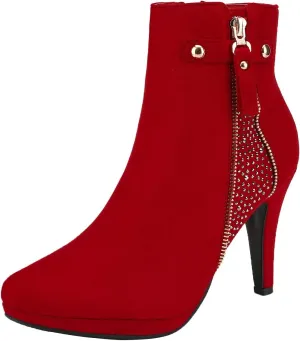 DREAM PAIRS Women's Ankle Boots High Stiletto Heel Booties Fashion Zipper Short Boots