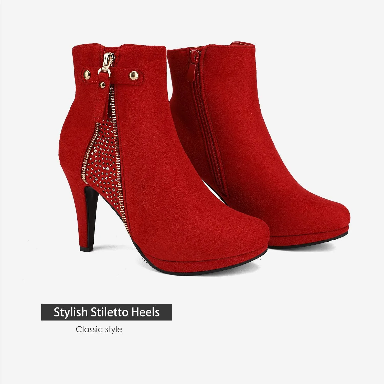DREAM PAIRS Women's Ankle Boots High Stiletto Heel Booties Fashion Zipper Short Boots