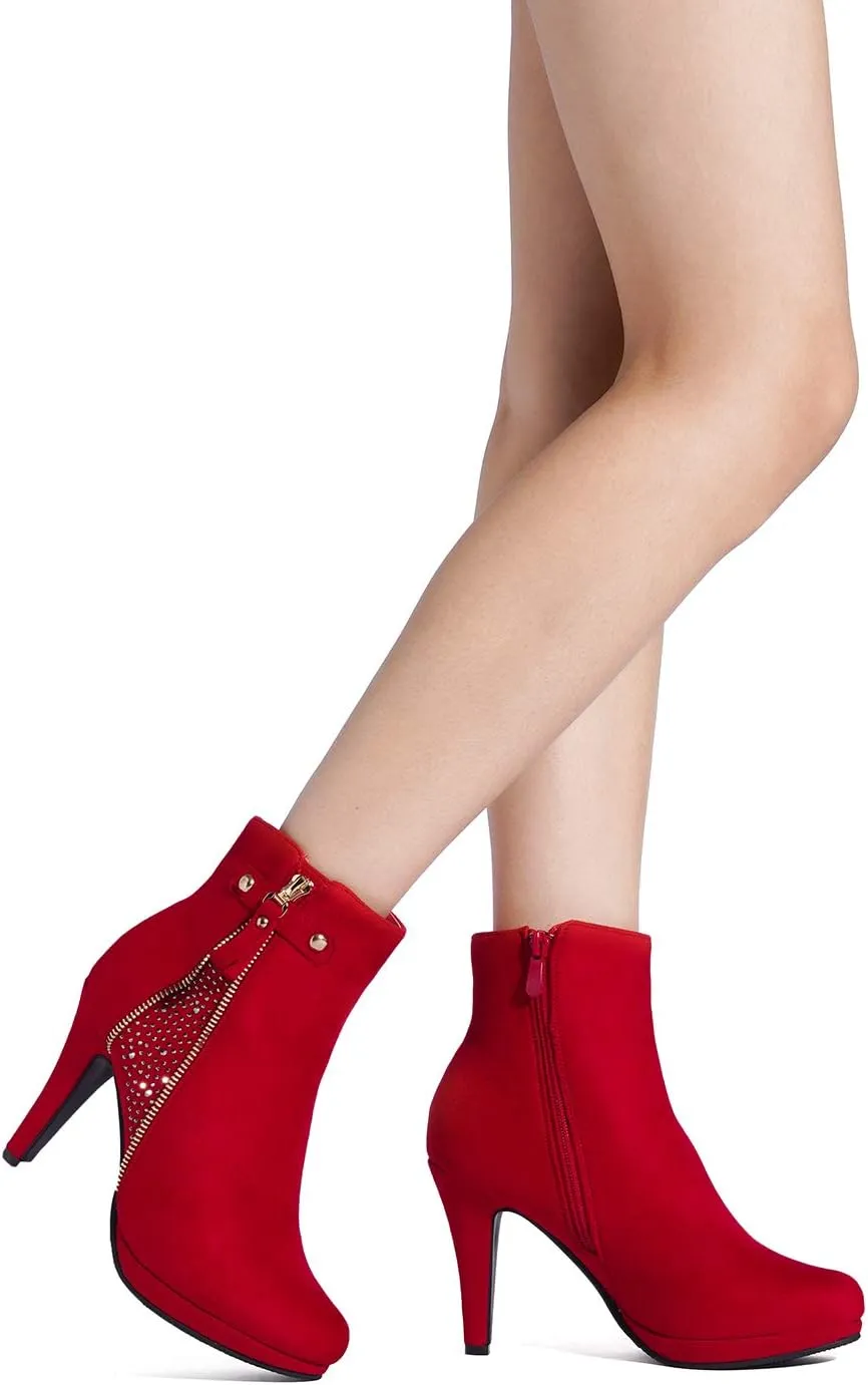 DREAM PAIRS Women's Ankle Boots High Stiletto Heel Booties Fashion Zipper Short Boots