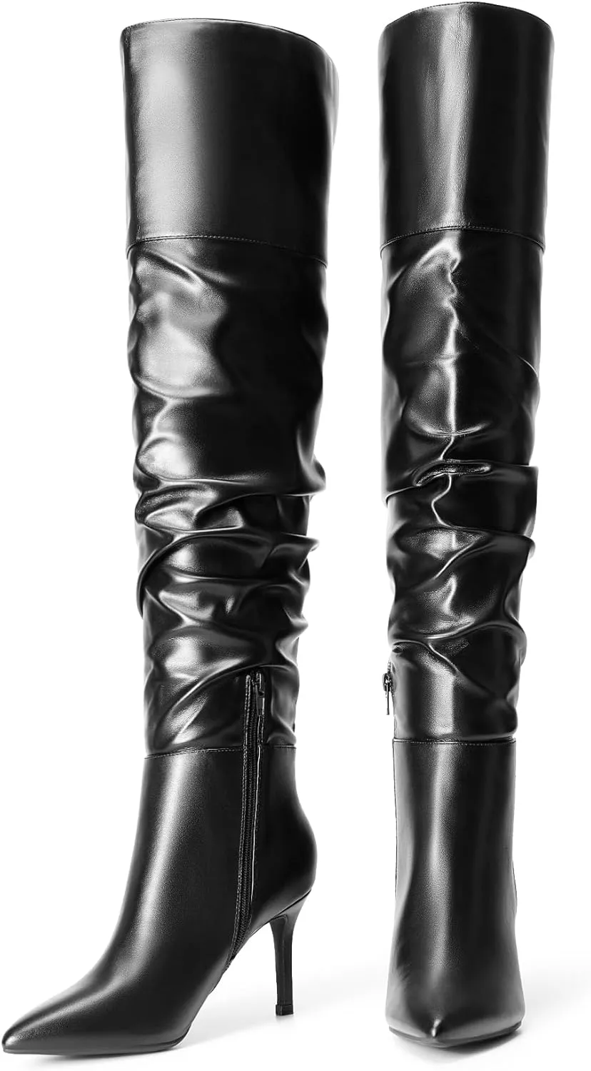 DREAM PAIRS Women's High Heels Over The Knee Boots Thigh High Pointed Toe Stiletto Long Fall Sexy Boots