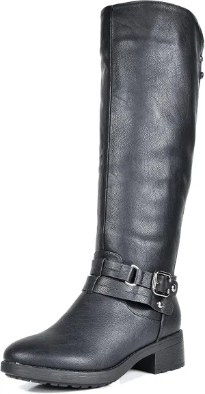 DREAM PAIRS Women's Knee High Boots, Buckle Riding Boots