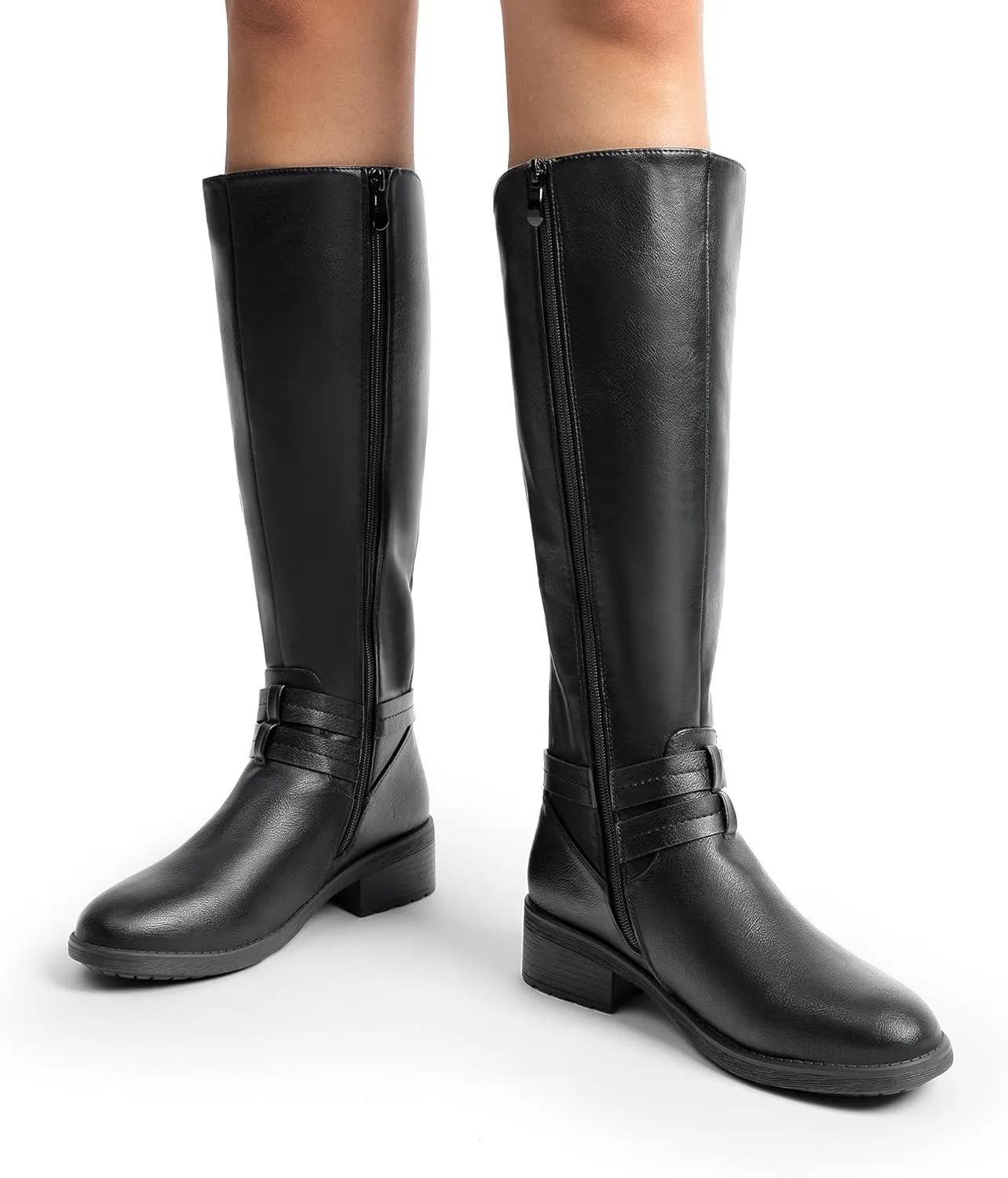 DREAM PAIRS Women's Knee High Boots, Buckle Riding Boots