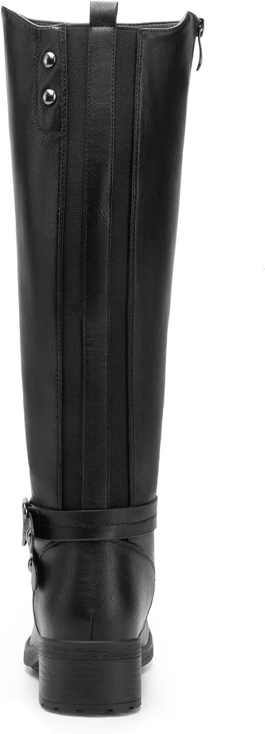 DREAM PAIRS Women's Knee High Boots, Buckle Riding Boots