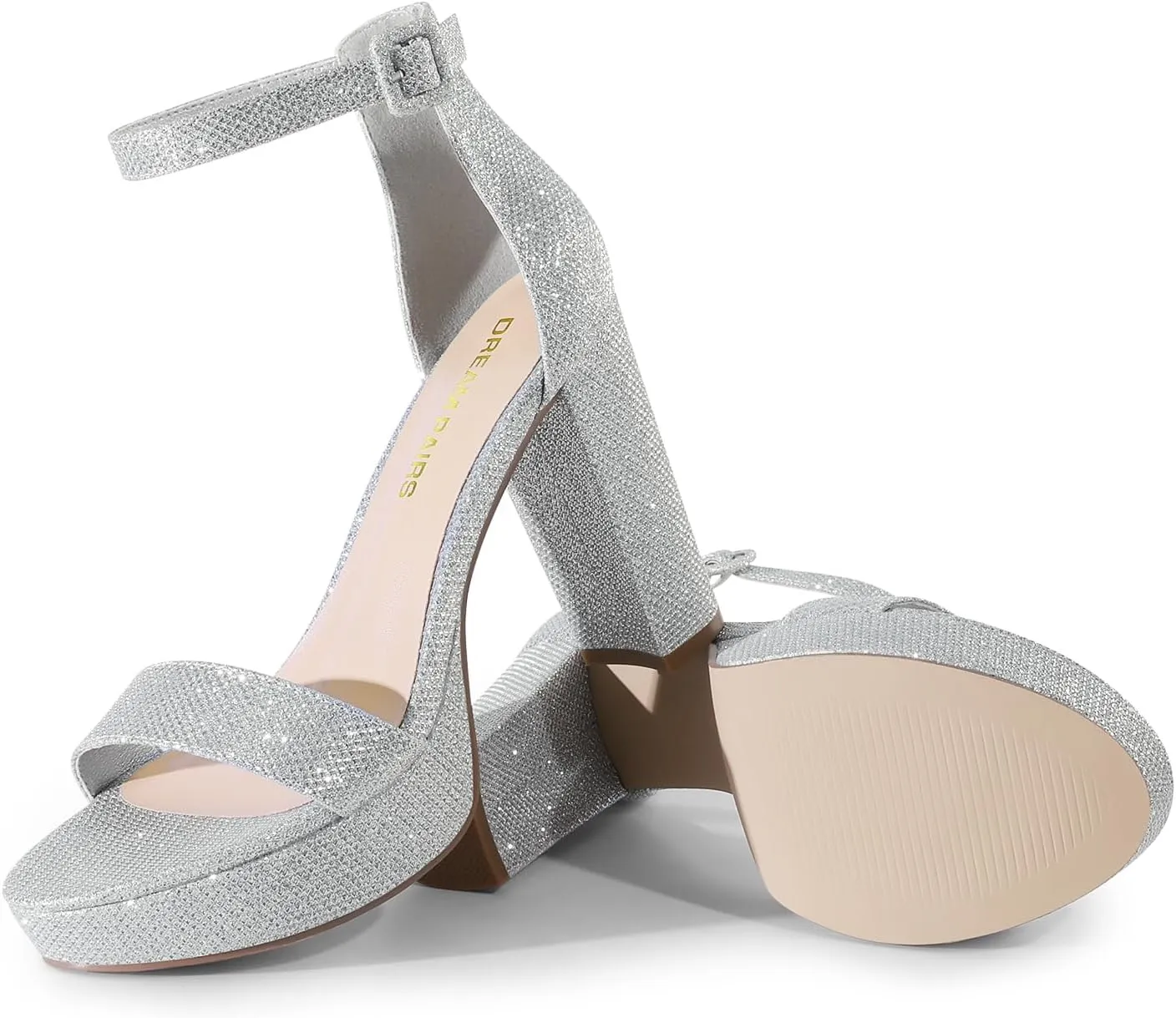 DREAM PAIRS Women's Platform Chunky High Heeled Sandals Open Toe Block Heels Ankle Strap Dress Shoes for Wedding Party Evening