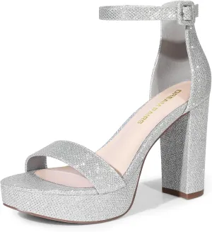 DREAM PAIRS Women's Platform Chunky High Heeled Sandals Open Toe Block Heels Ankle Strap Dress Shoes for Wedding Party Evening