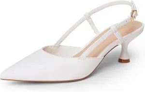 DREAM PAIRS Women's Slingback Kitten Heels Closed Pointed Toe Low Stiletto Heels Dress Bridal Party Wedding Pumps Shoes