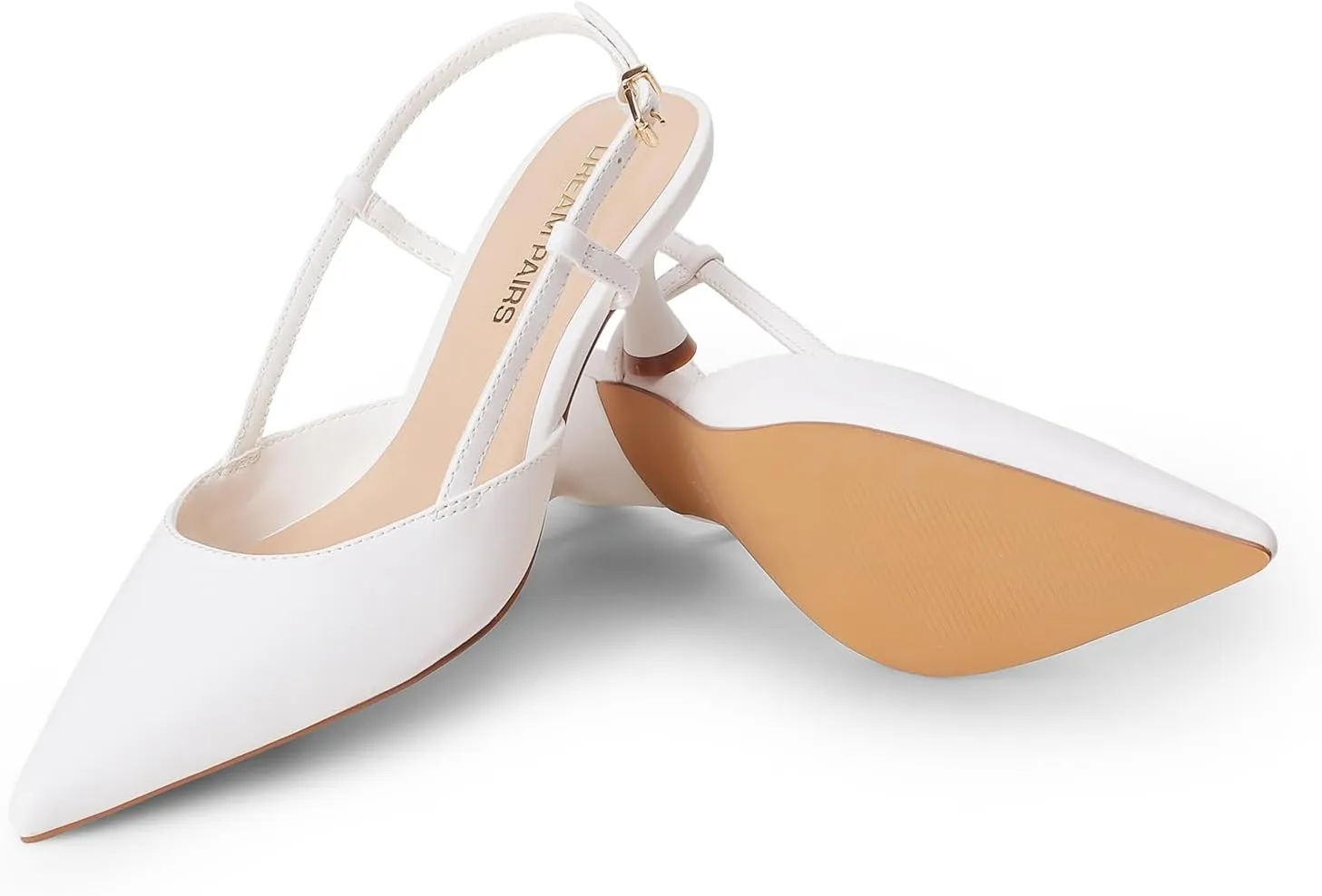 DREAM PAIRS Women's Slingback Kitten Heels Closed Pointed Toe Low Stiletto Heels Dress Bridal Party Wedding Pumps Shoes