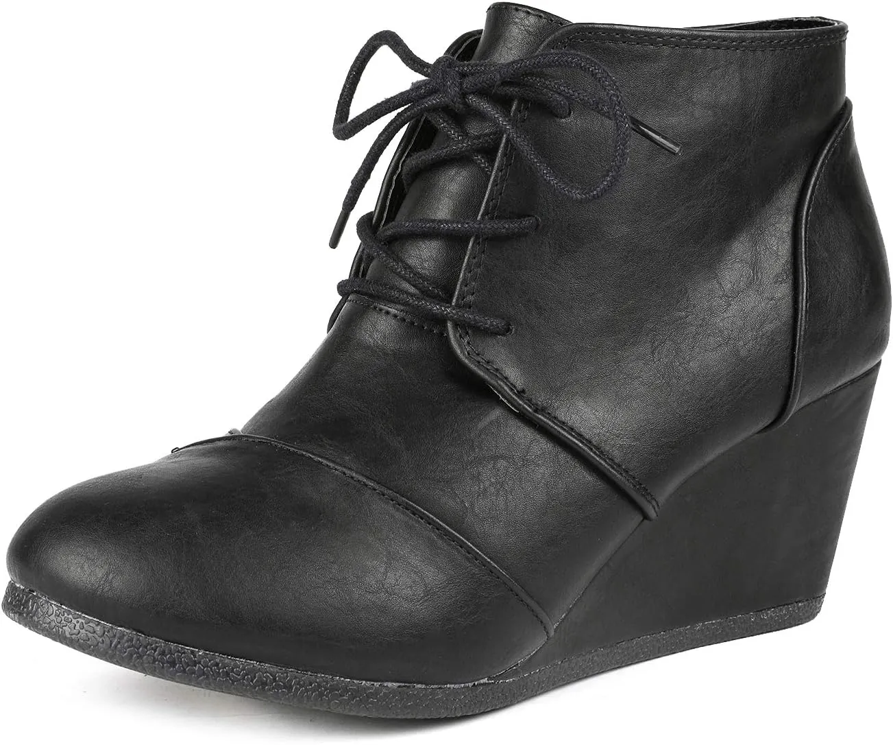 DREAM PAIRS Women's Wedge Boots Casual Fashion Lace Up Low Heel Ankle Booties Shoes