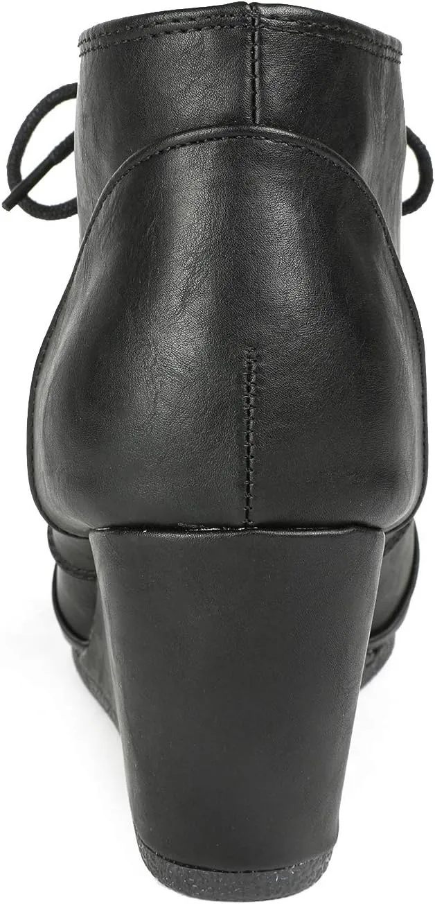 DREAM PAIRS Women's Wedge Boots Casual Fashion Lace Up Low Heel Ankle Booties Shoes
