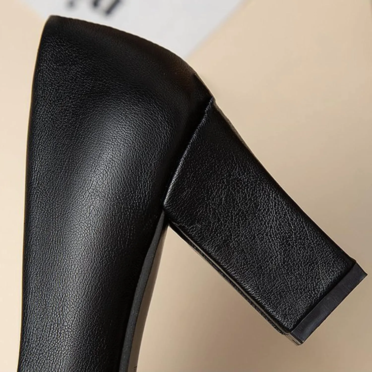 Dress Shoes for Womens Chunky Heels Pointed Toe Shallow Mouth Leather Shoes Korean Style Casual Loafer Sneakers