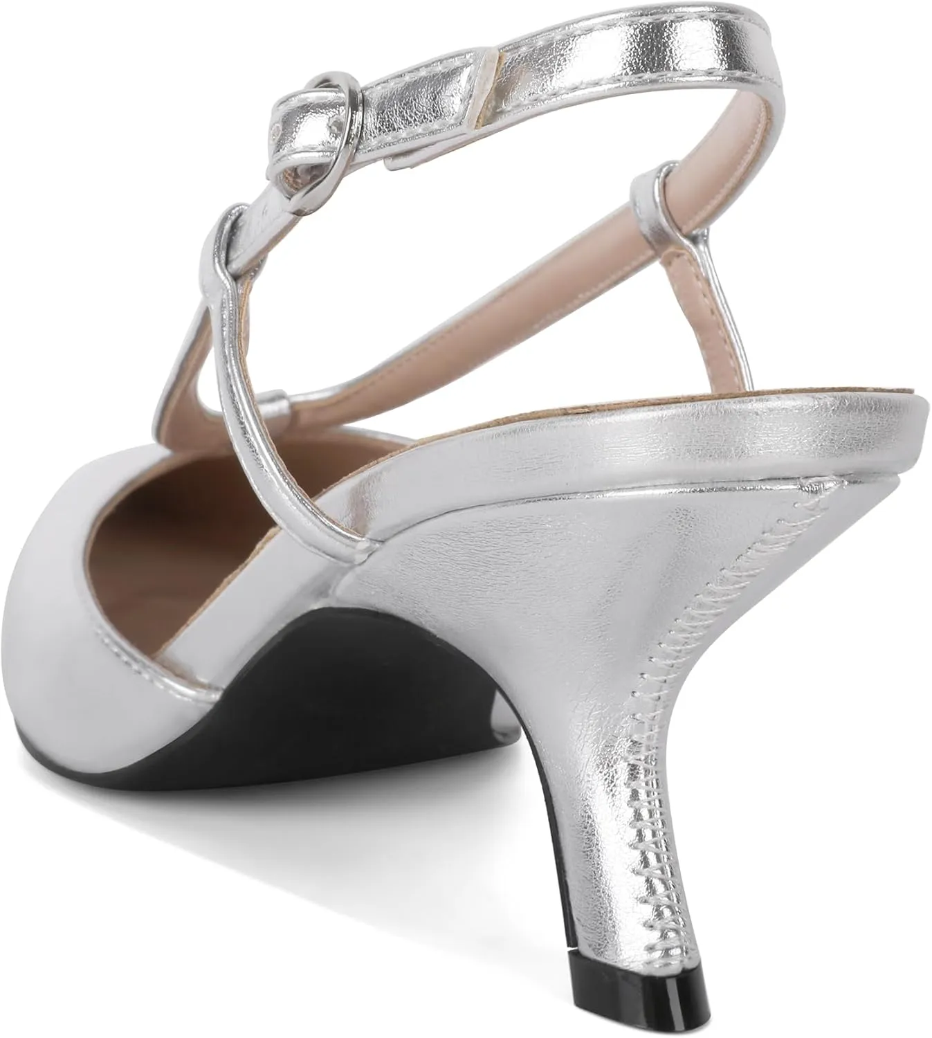 Eldof Womens Kitten Heel Pointed Toe Slingback Slip On Pumps Shoes Women Dress Low Heels 2.5 Inches