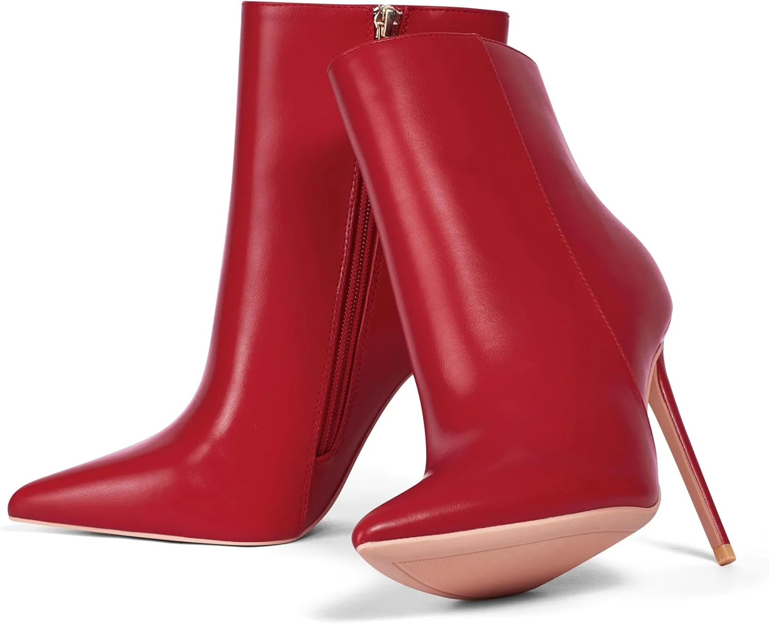 Elisabet Tang Women Heeled Ankle Booties,Sexy Pointed Toe 4 inch Stiletto High Heel Fashion Ankle & Booties with Side Zipper High Heel Boots Dress Evening Party Boots Shoes