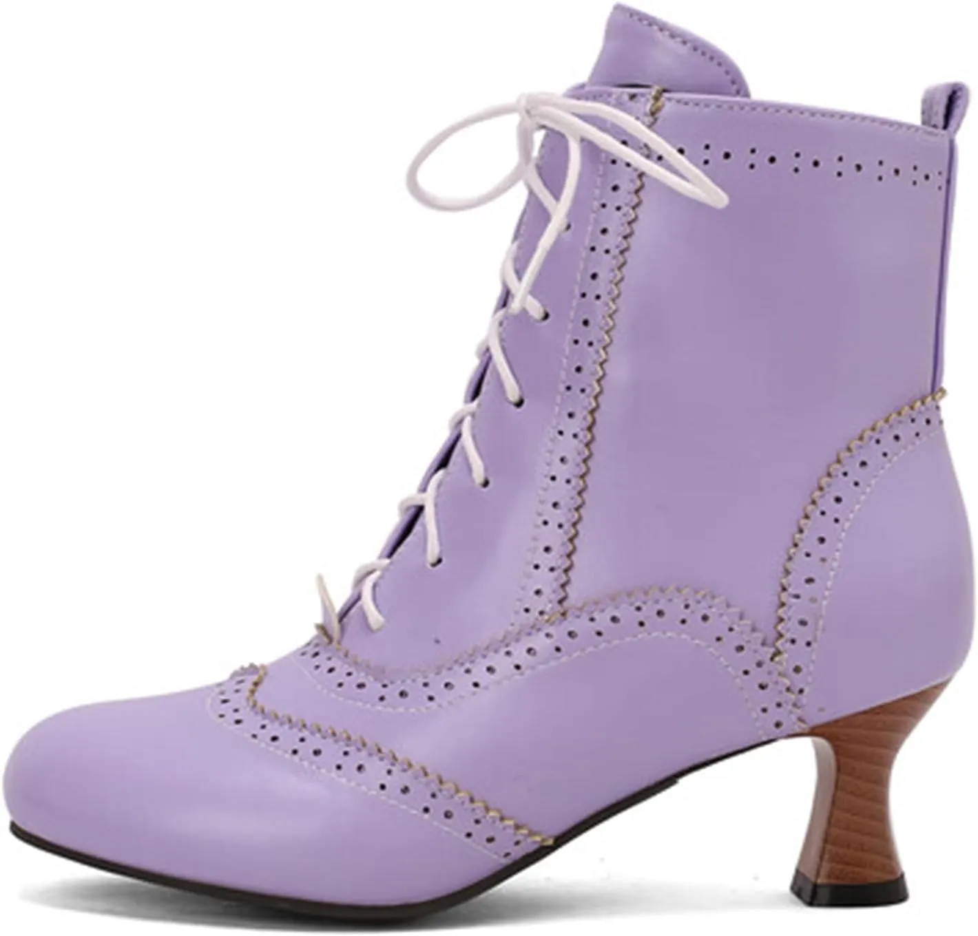 ErikenUrben Women Vinatge Ankle Boots Lace up Victorian Boots 70s Kitten Heel