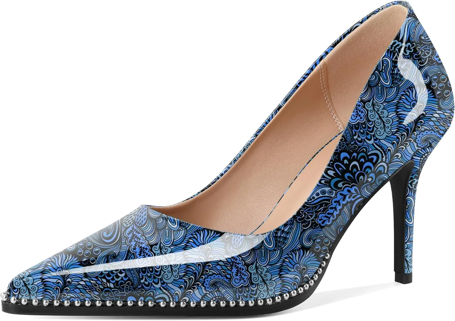 Esvowido Women's High Heels Pumps Closed Pointed Toe Stiletto Heels Comfortable Slip on Stiletto Pumps 3.5 Inch High Heels for Ladies Wedding Work Office