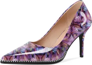 Esvowido Women's High Heels Pumps Closed Pointed Toe Stiletto Heels Comfortable Slip on Stiletto Pumps 3.5 Inch High Heels for Ladies Wedding Work Office