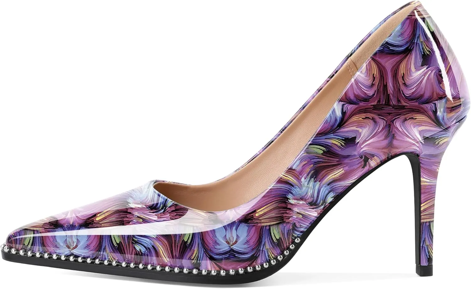 Esvowido Women's High Heels Pumps Closed Pointed Toe Stiletto Heels Comfortable Slip on Stiletto Pumps 3.5 Inch High Heels for Ladies Wedding Work Office
