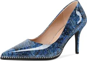 Esvowido Women's High Heels Pumps Closed Pointed Toe Stiletto Heels Comfortable Slip on Stiletto Pumps 3.5 Inch High Heels for Ladies Wedding Work Office