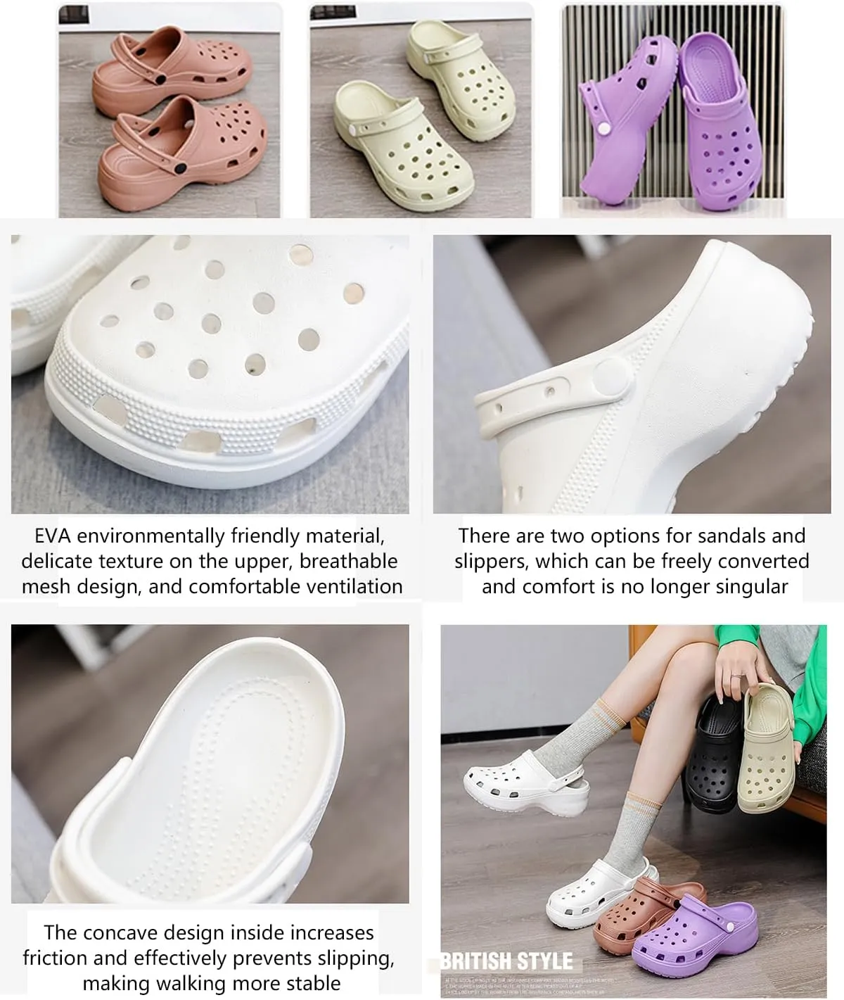 Fashion comfortable platform clogs for women's outdoor and indoor cloud slides Casual pillows sandals beach shoes jogging shoes walking shoes wading shoes