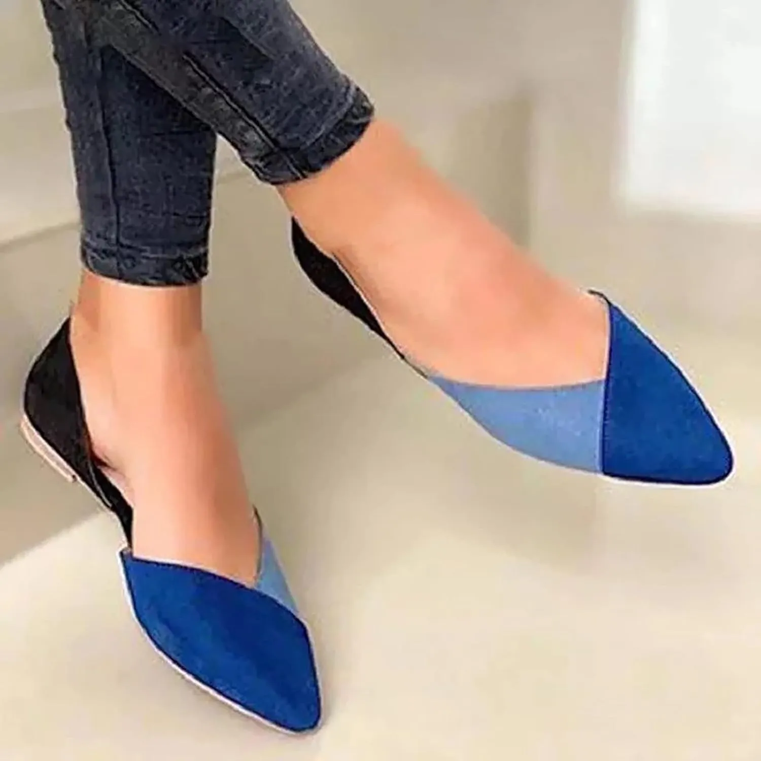 Flats for Women Pointed Toe Slip On Shoes Comfortable Flat Shoes Suede Ballet Flats Dress Shoe