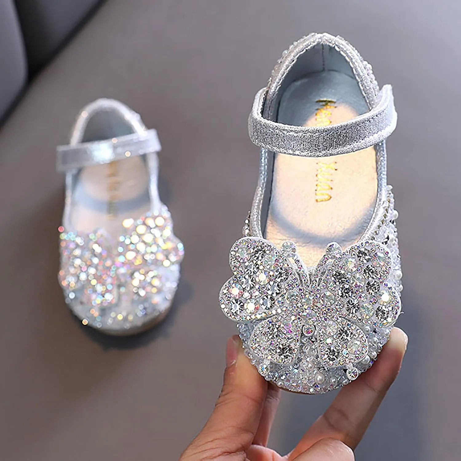 Flip Flops Kids Size 2 Childrens Shoes Pearl Rhinestones Shining Kids Princess Shoes Kids Moccasins Slippers