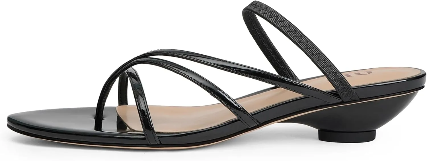 Flip Flops Thong Heels Women Heeled Sandals Low Chunky Heels Slip on Slide Sandals Kitten Heels for Women Party Dress Shoes