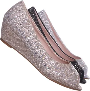 Forever Womens Low Wedge Heel Closed Toe Wedding Party Dress Sandals Shoes
