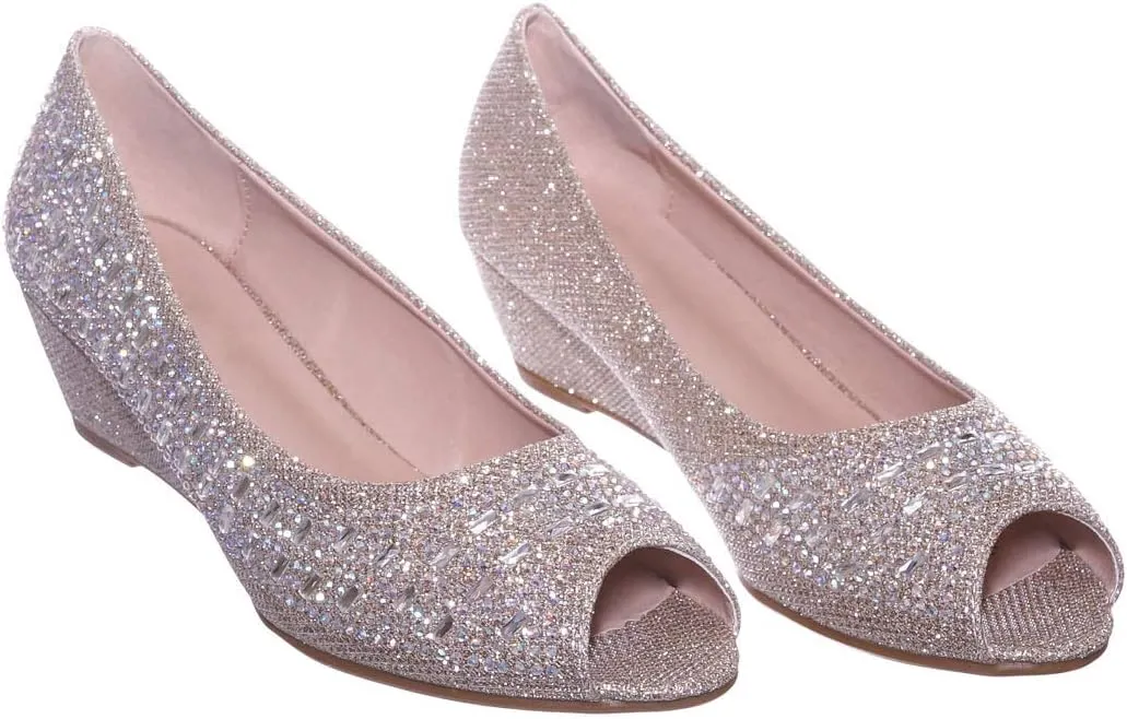 Forever Womens Low Wedge Heel Closed Toe Wedding Party Dress Sandals Shoes