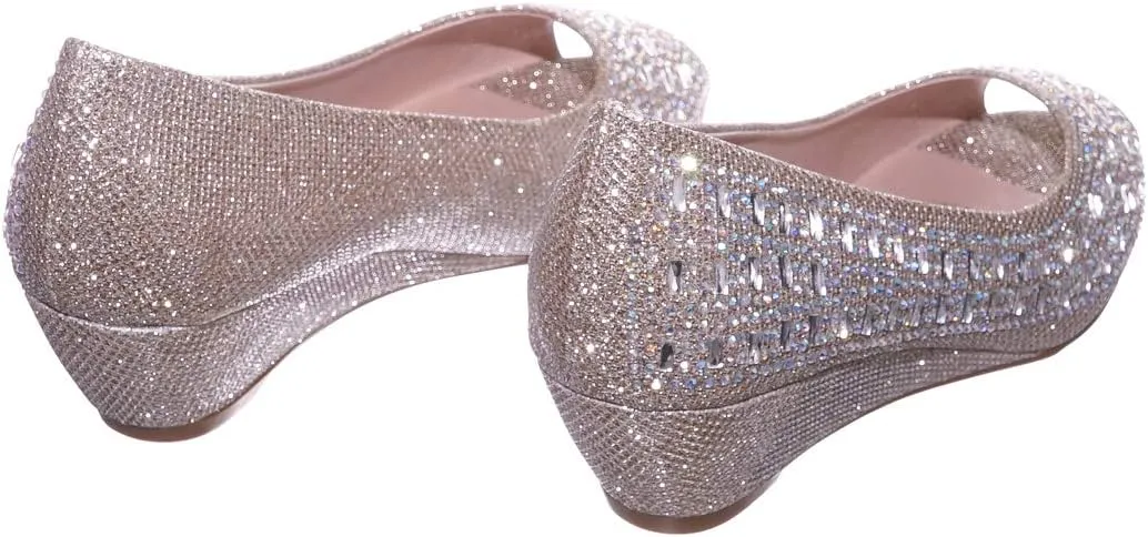 Forever Womens Low Wedge Heel Closed Toe Wedding Party Dress Sandals Shoes