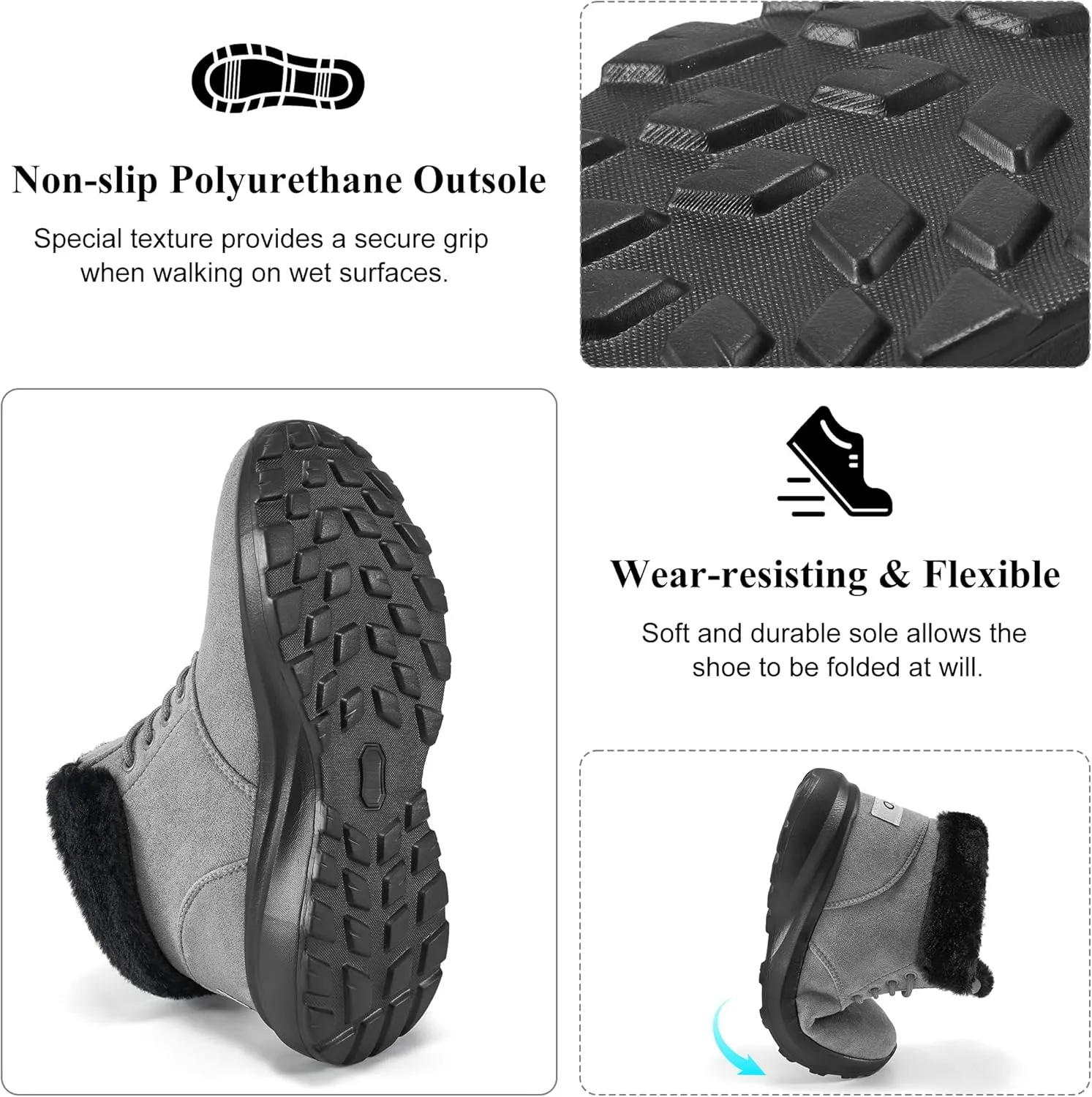 FUDYNMALC Womens Winter Snow Boots: Comfortable Warm Fur Lined Ankle Booties Lightweight Non Slip Walking Shoes Outdoor